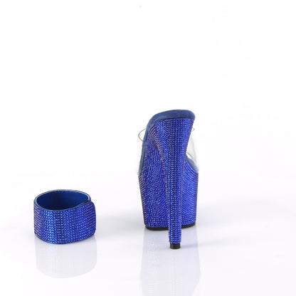 Pleaser Women's Platform Shoes BEJEWELED-712RS Clr/Royal Blue RS