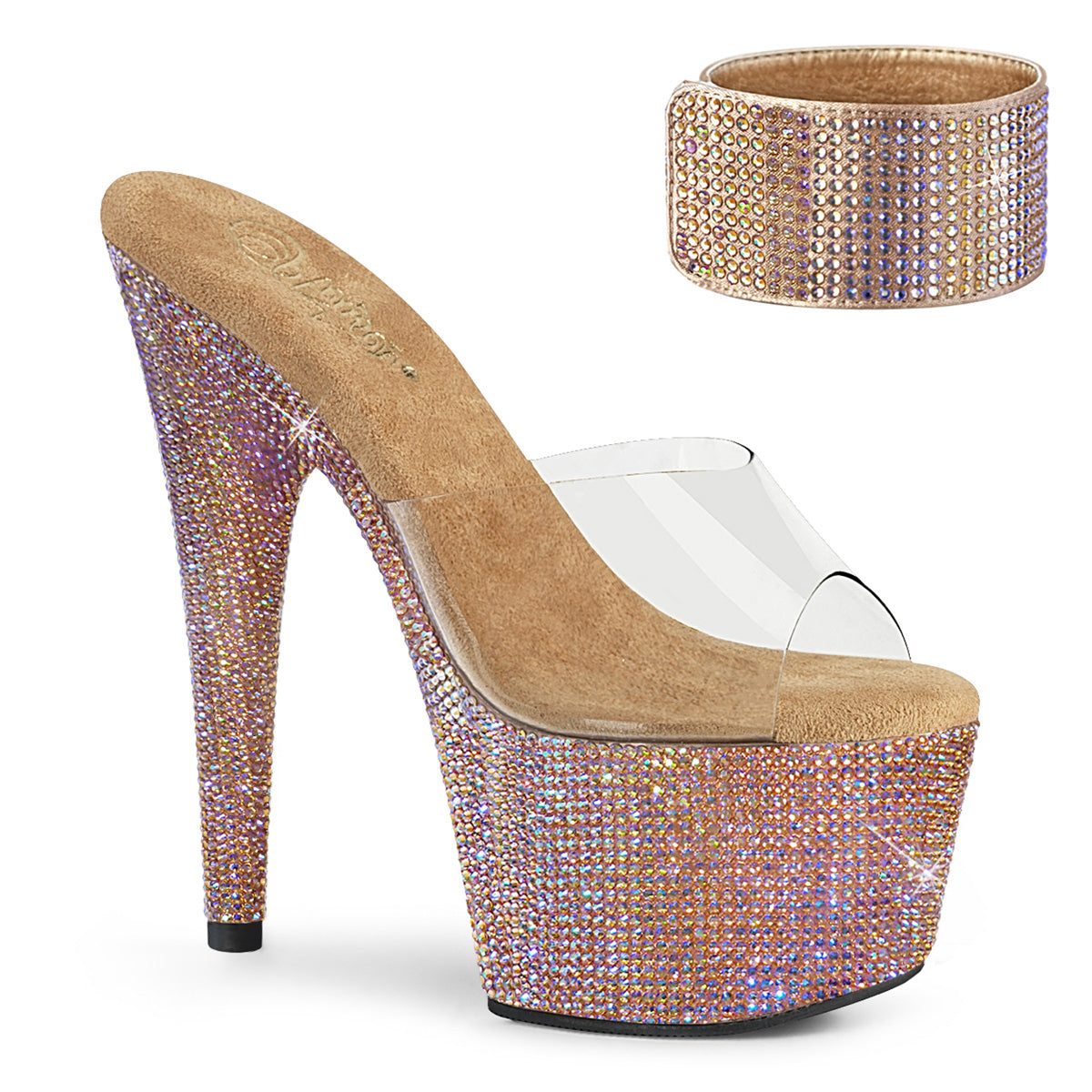 Pleaser Damen Sandalen BEJEWELED-712rs CLR / ROSE GOLD Multi Rs
