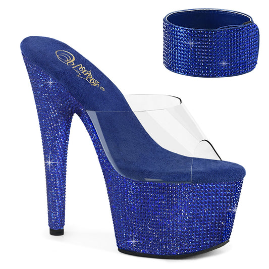 Pleaser Women's Platform Shoes BEJEWELED-712RS Clr/Royal Blue RS