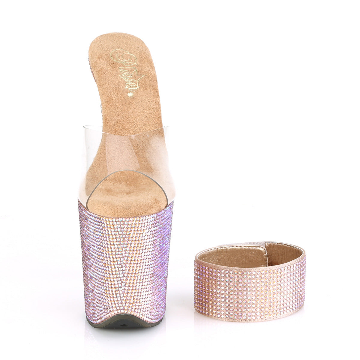 Pleaser Womens Sandals BEJEWELED-812RS Clr/Rose Gold Multi RS