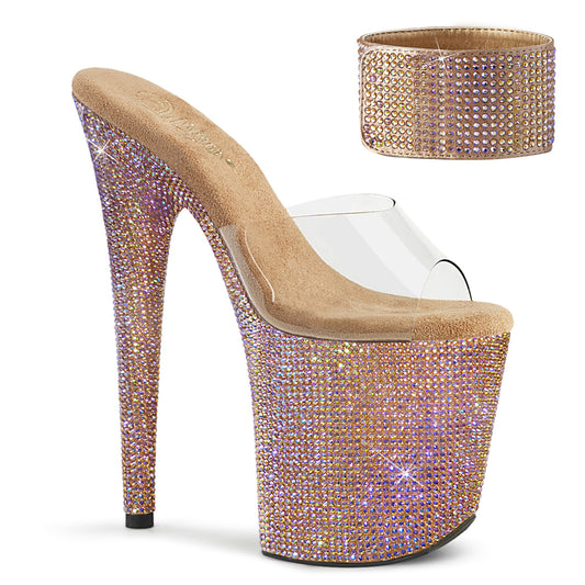 Pleaser Womens Sandals BEJEWELED-812RS Clr/Rose Gold Multi RS