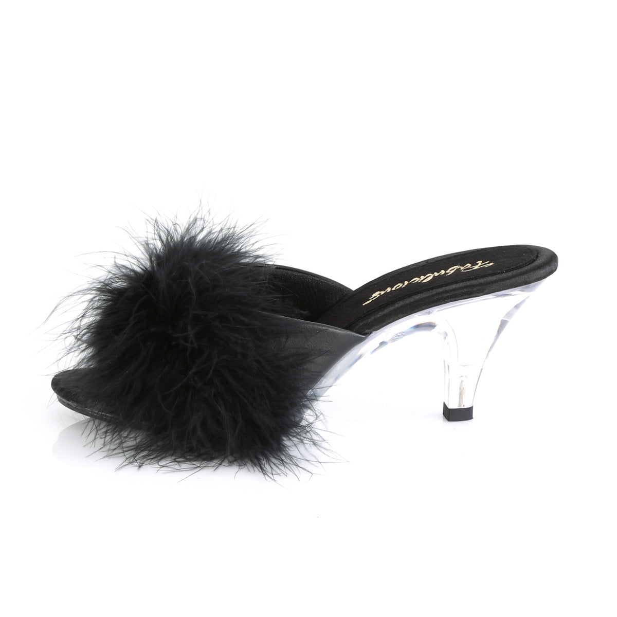 Fabulicious Womens Sandals BELLE-301F Blk Pu-Fur/Clr