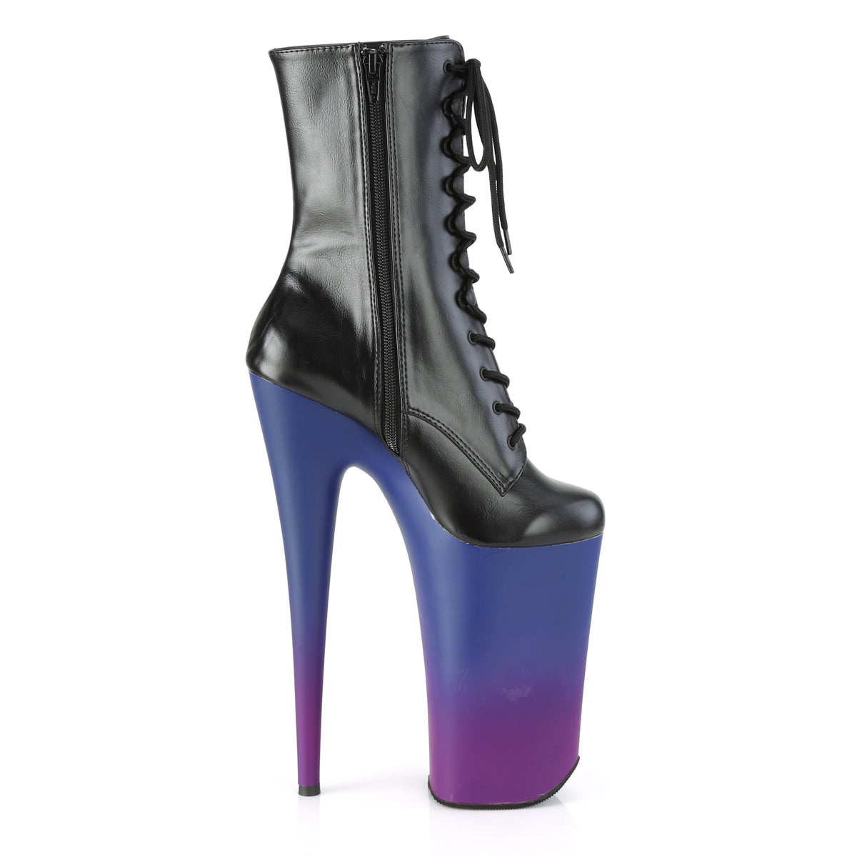 Pleaser Womens Ankle Boots BEYOND-1020BP Blk Faux Leather/Blue-Purple Ombre