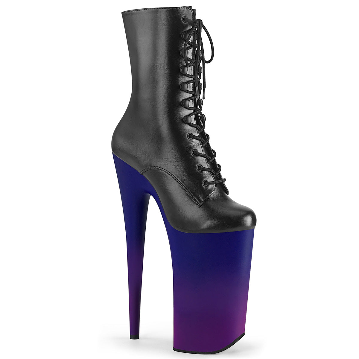 Pleaser Womens Ankle Boots BEYOND-1020BP Blk Faux Leather/Blue-Purple Ombre