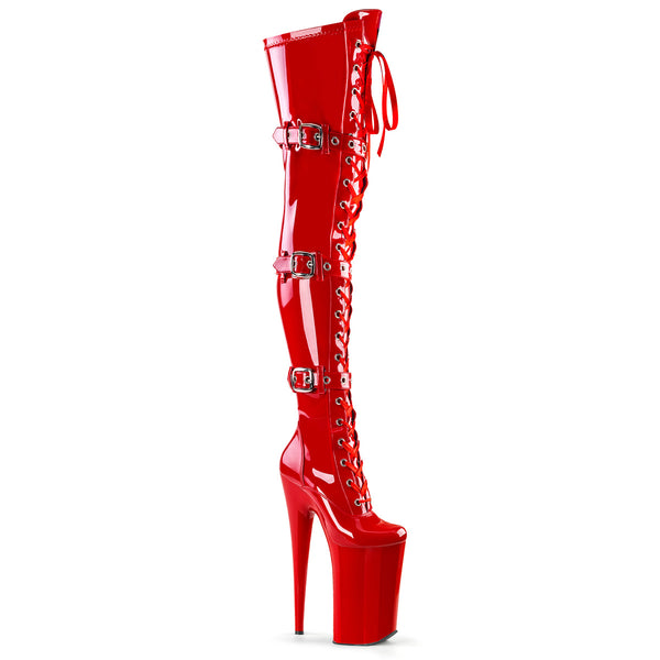 Pleaser Womens Boots. BEYOND-3028 rot Stretch pat / rot