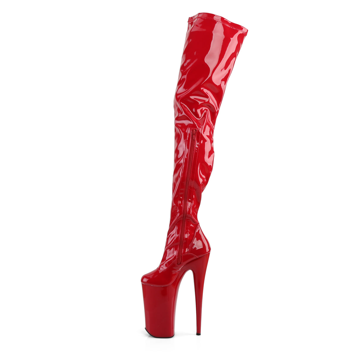Pleaser Womens Boots. BEYOND-4000 rot Stretch pat / rot