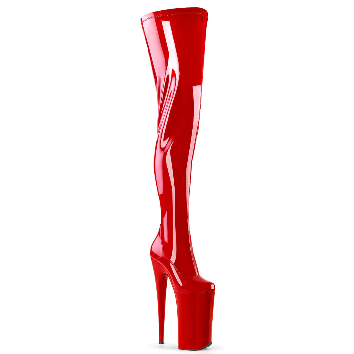 Pleaser Womens Boots. BEYOND-4000 rot Stretch pat / rot