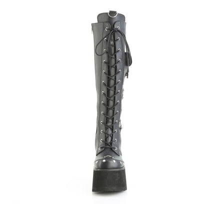 DemoniaCult Women's Mid-Calf & Knee High Boots BLAZE-202 Blk Vegan Leather