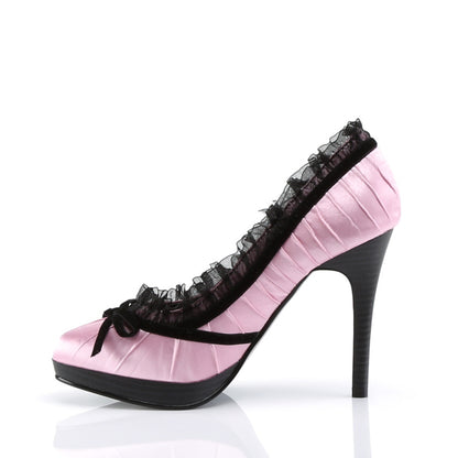 Pin Up Couture Womens Pumps BLISS-38 Pink-Blk Satin