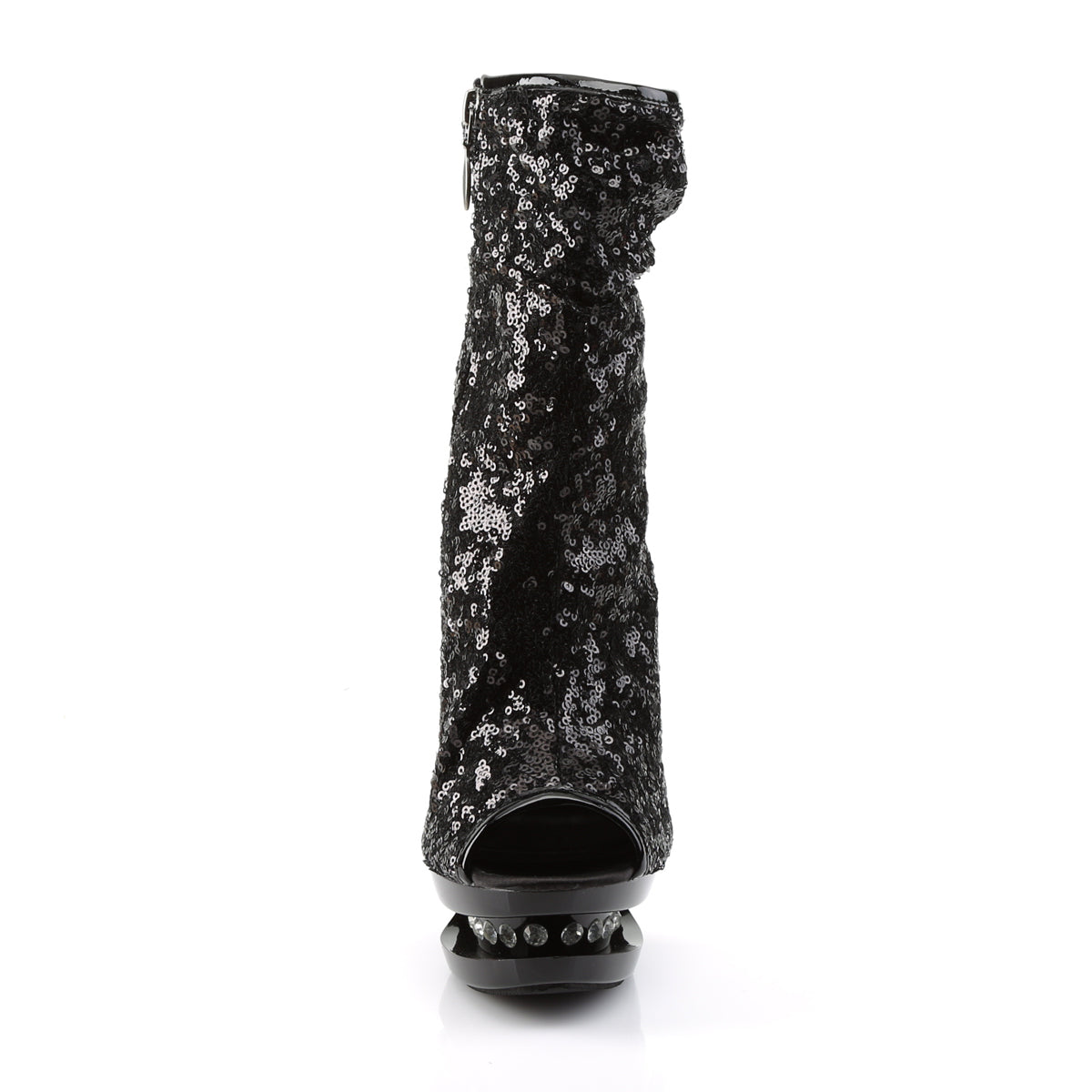 Pleaser Damen Knöchelstiefel BLONDIE-R-1008 BLK-Pailletten / BLK