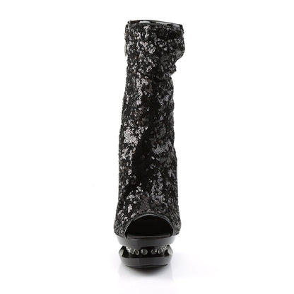 Pleaser Damen Knöchelstiefel BLONDIE-R-1008 BLK-Pailletten / BLK