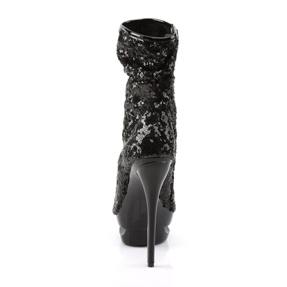 Pleaser Damen Knöchelstiefel BLONDIE-R-1008 BLK-Pailletten / BLK