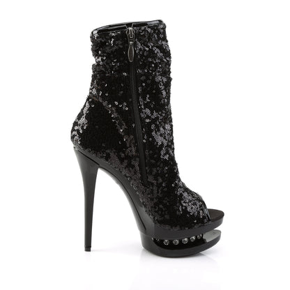 Pleaser Damen Knöchelstiefel BLONDIE-R-1008 BLK-Pailletten / BLK