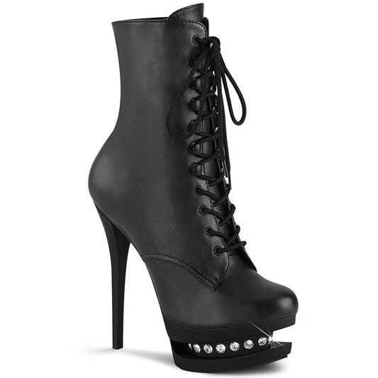 Pleaser Damen Knöchelstiefel BLONDIE-R-1020 Black Faux Leder / Schwarz Matt