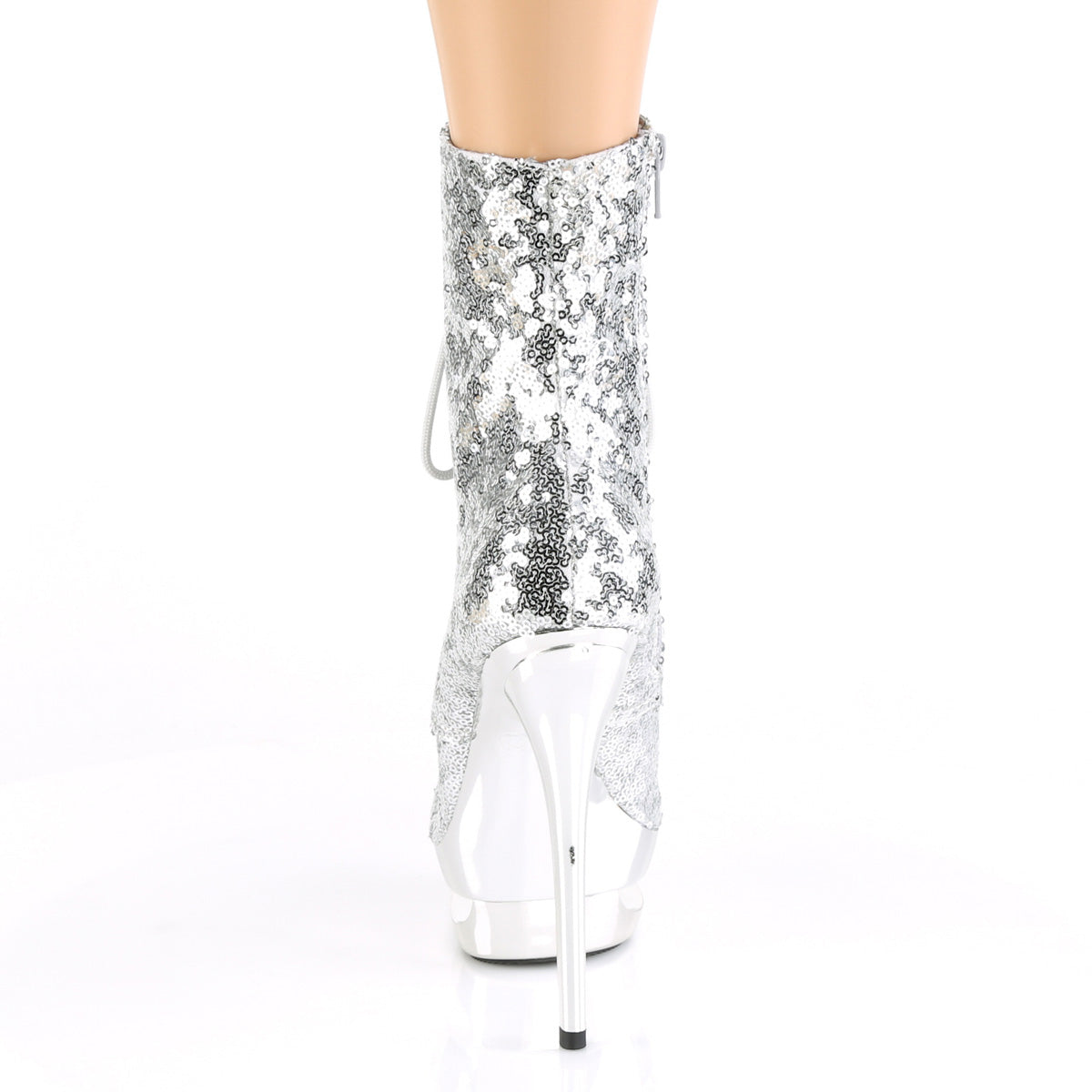 Pleaser Damen Knöchelstiefel BLONDIE-R-1020 SLV-Pailletten / SLV-Chrom