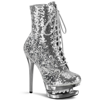 Pleaser Damen Knöchelstiefel BLONDIE-R-1020 SLV-Pailletten / SLV-Chrom