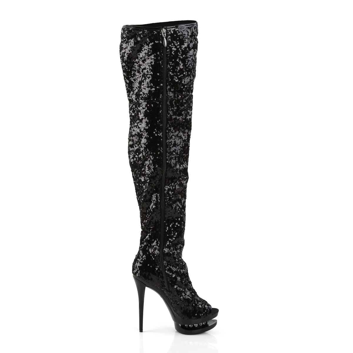 Pleaser Womens Boots BLONDIE-R-3011 Blk Sequins/Blk