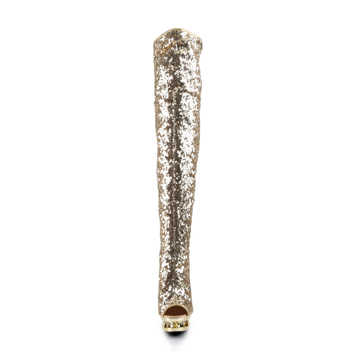 Pleaser Womens Boots BLONDIE-R-3011 Gold Sequins/Gold Chrome