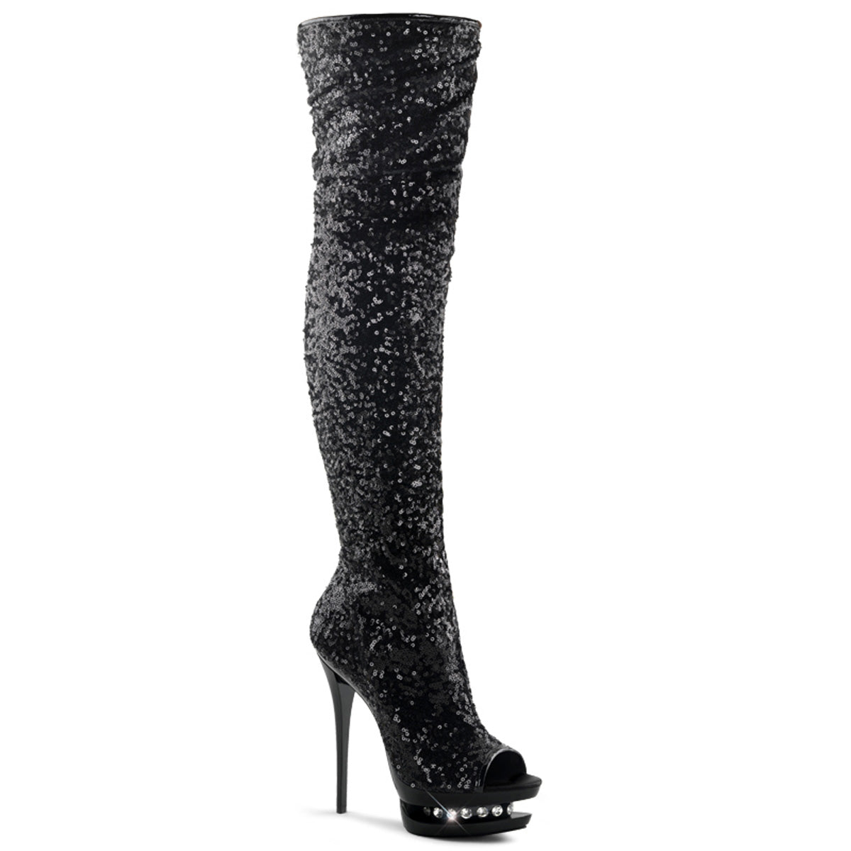 Pleaser Womens Boots. BLONDIE-R-3011 BLK Pailletten / BLK