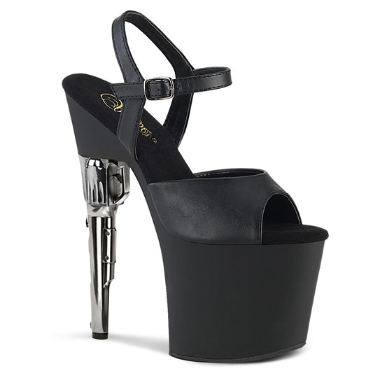 Pleaser Damen Sandalen BONDGIRL-709 BLK Faux Leder / BLK Matte