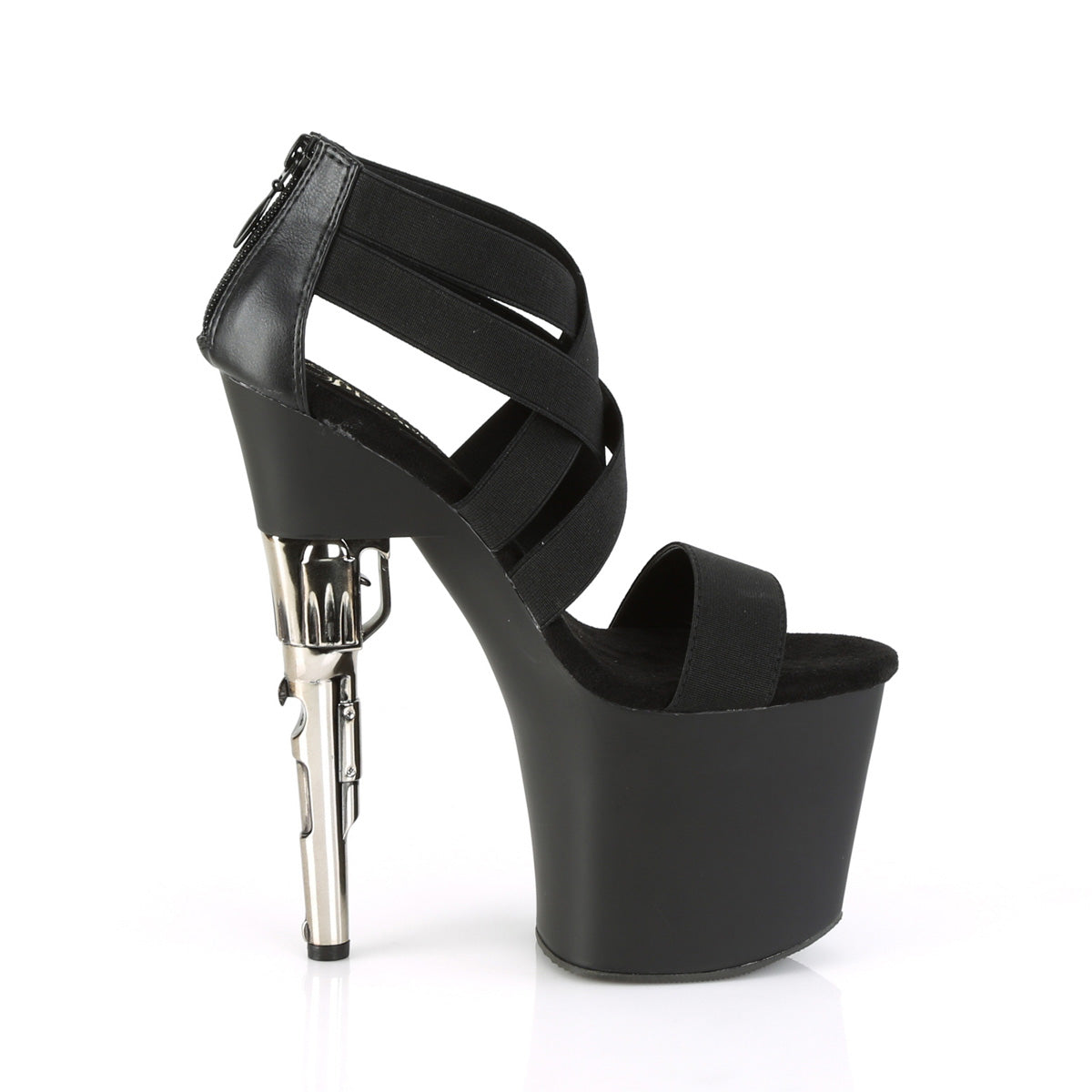 Pleaser Damen Sandalen BONDGIRL-769 BLK elastische Band-Faux Le / BLK Matte
