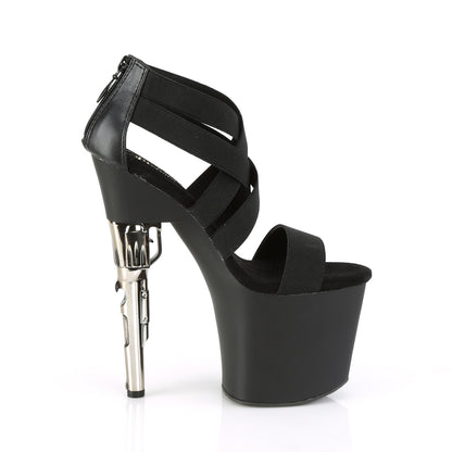 Pleaser Damen Sandalen BONDGIRL-769 BLK elastische Band-Faux Le / BLK Matte