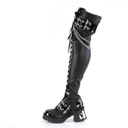 DemoniaCult  Boots BRATTY-304 Blk Stretch Vegan Leather