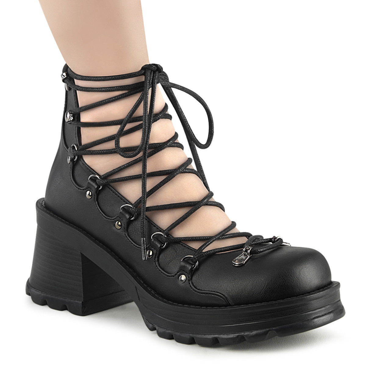 DemoniaCult  Pumps BRATTY-32 Blk Vegan Leather
