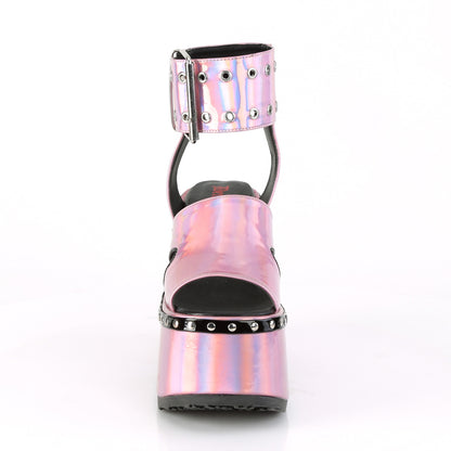 DemoniaCult Frauen Sandalen CAMEL-102 rosa Hologramm