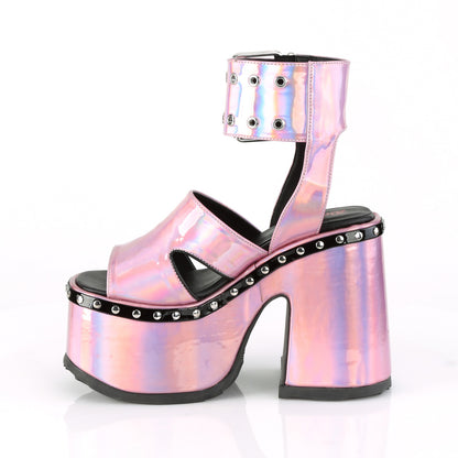 DemoniaCult Frauen Sandalen CAMEL-102 rosa Hologramm