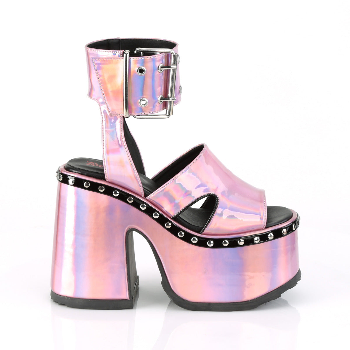 DemoniaCult Frauen Sandalen CAMEL-102 rosa Hologramm