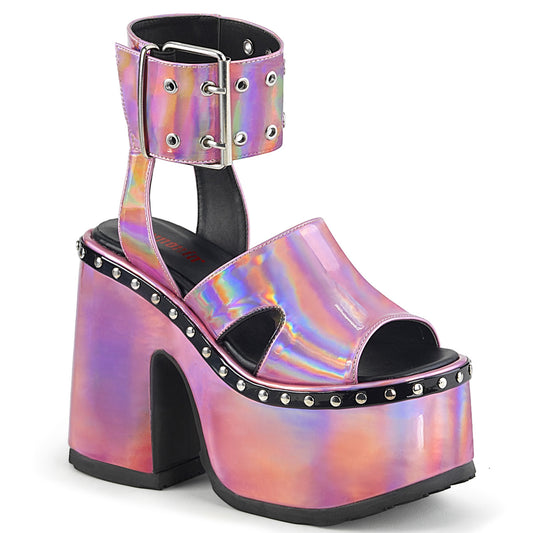 DemoniaCult Frauen Sandalen CAMEL-102 rosa Hologramm