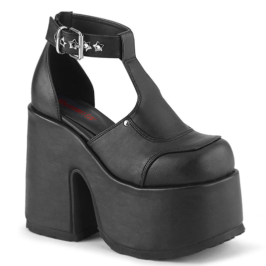 DemoniaCult Frauen Sandalen CAMEL-103 BLK Vegan Leder