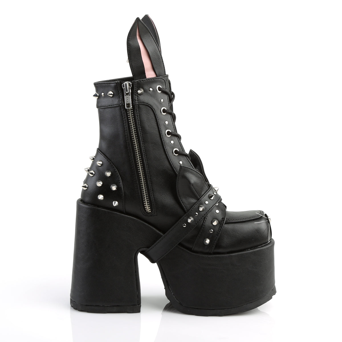 DemoniaCult Damenknöchelstiefel CAMEL-202 BLK Vegan Leder
