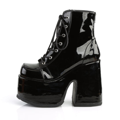 DemoniaCult Damenknöchelstiefel CAMEL-203 Blk Pat