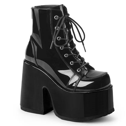 DemoniaCult Damenknöchelstiefel CAMEL-203 Blk Pat