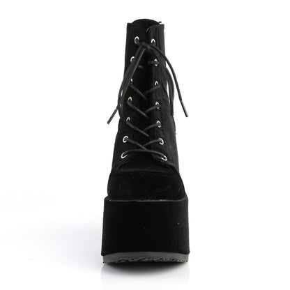 DemoniaCult Womens Ankle Boots CAMEL-203 Blk Velvet