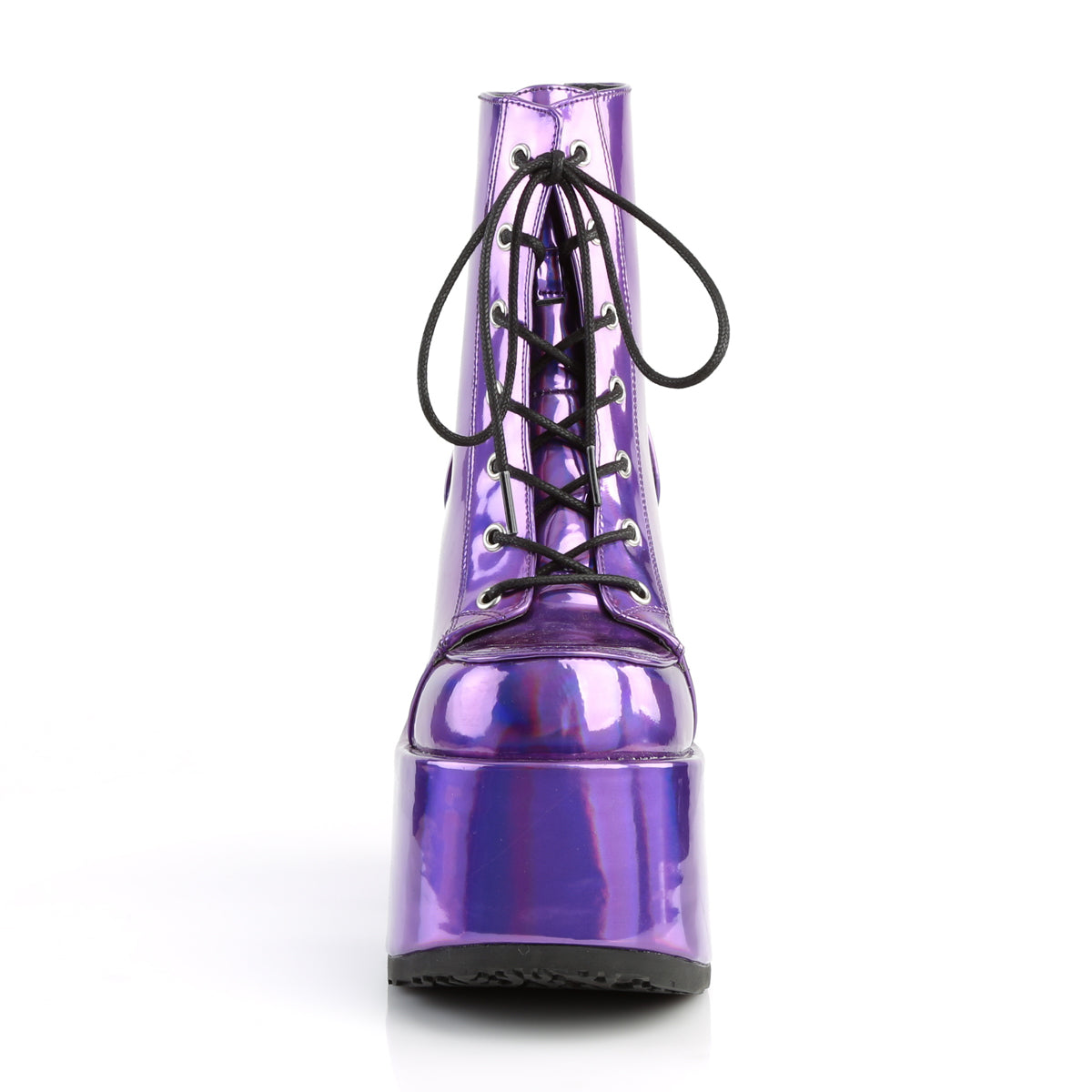 DemoniaCult Damenknöchelstiefel CAMEL-203 Lila Hologramm veganes Leder