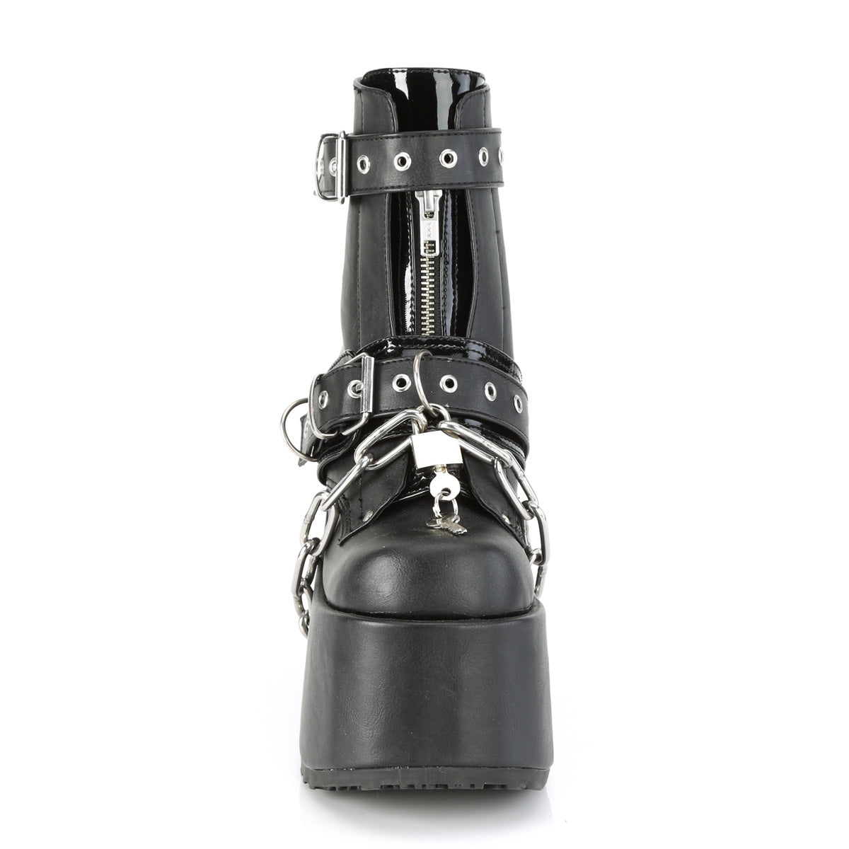 DemoniaCult Damenknöchelstiefel CAMEL-205 BLK Vegan Leder