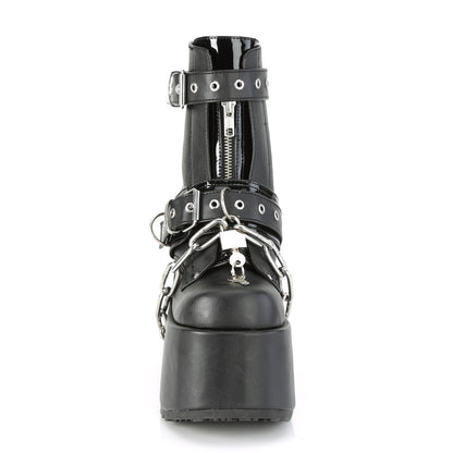 DemoniaCult Damenknöchelstiefel CAMEL-205 BLK Vegan Leder