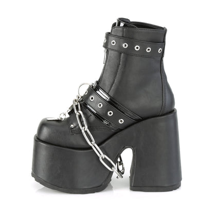 DemoniaCult Damenknöchelstiefel CAMEL-205 BLK Vegan Leder