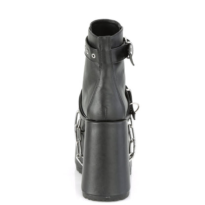 DemoniaCult Damenknöchelstiefel CAMEL-205 BLK Vegan Leder