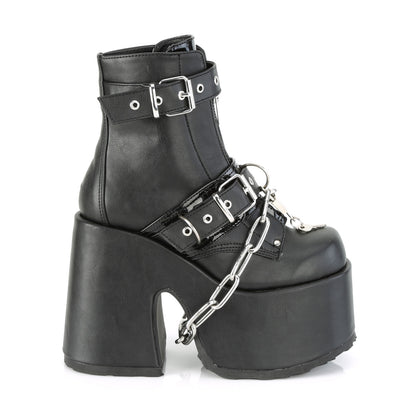 DemoniaCult Damenknöchelstiefel CAMEL-205 BLK Vegan Leder