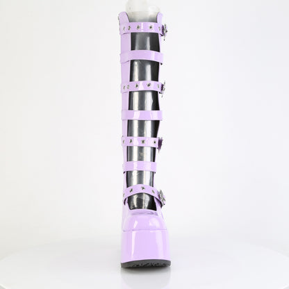 DemoniaCult Women's Mid-Calf & Knee High Boots CAMEL-223 Lavender Pat