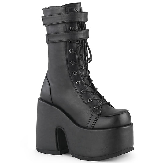 DemoniaCult Frauenstiefel CAMEL-250 BLK Vegan Leder