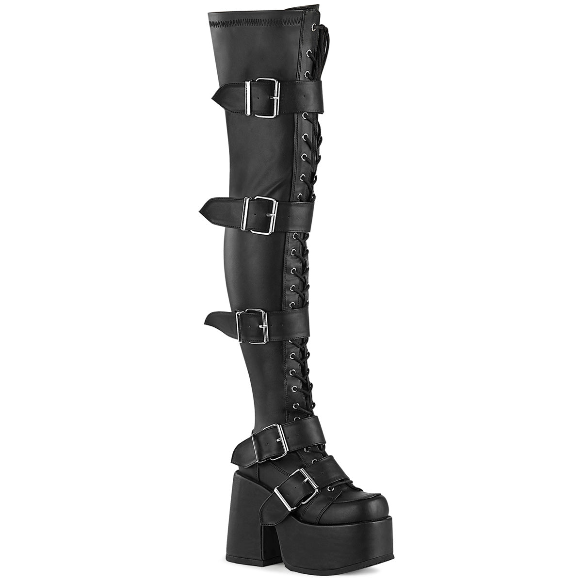 DemoniaCult  Stiefel CAMEL-305 BLK Stretch Vegan Leder