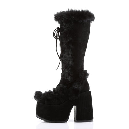 DemoniaCult Frauenstiefel CAMEL-311 BLK Vegan Wildleder
