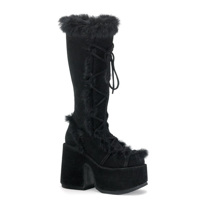 DemoniaCult Frauenstiefel CAMEL-311 BLK Vegan Wildleder