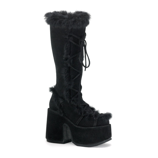 DemoniaCult Frauenstiefel CAMEL-311 BLK Vegan Wildleder