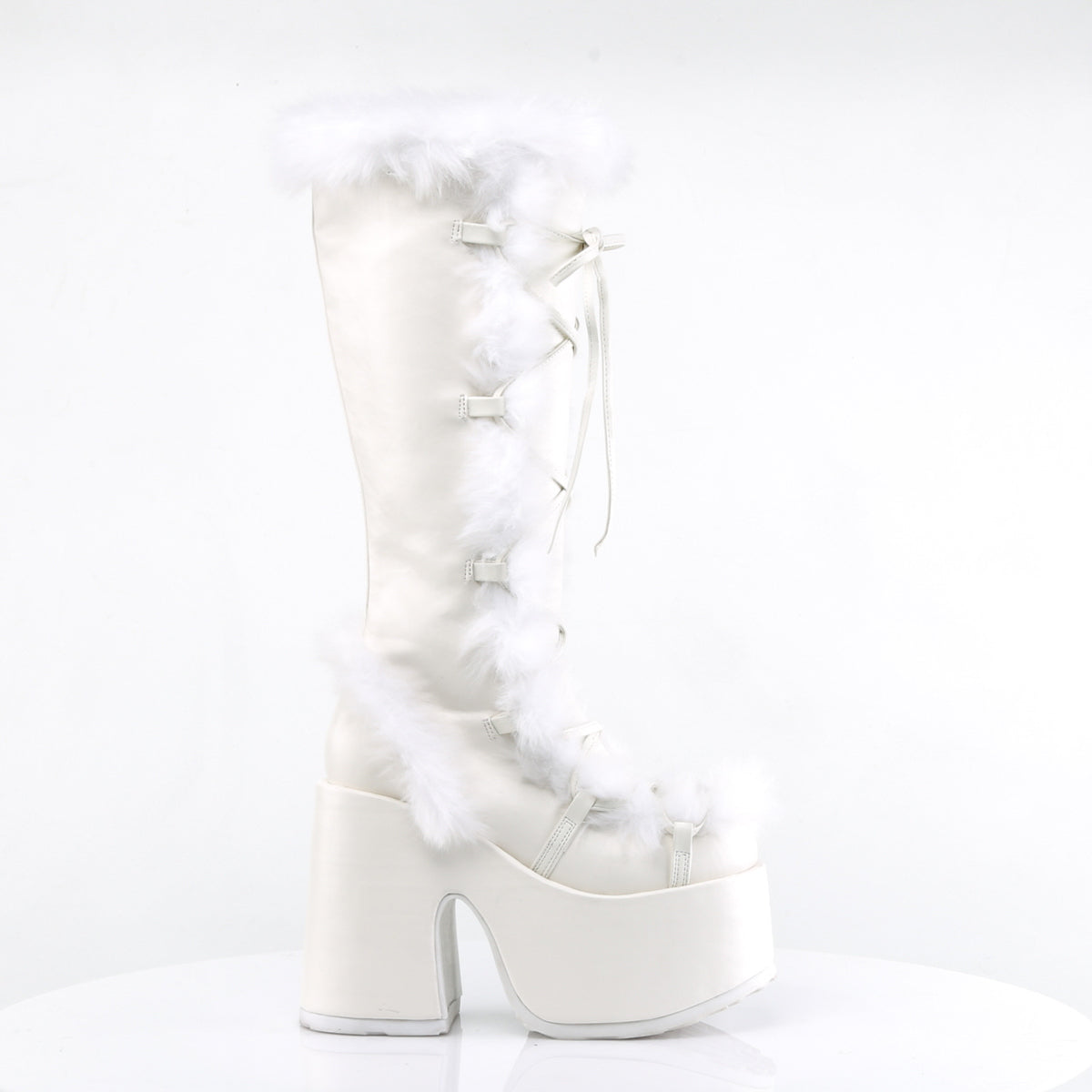 DemoniaCult Frauenstiefel CAMEL-311 WHT Veganer Leder